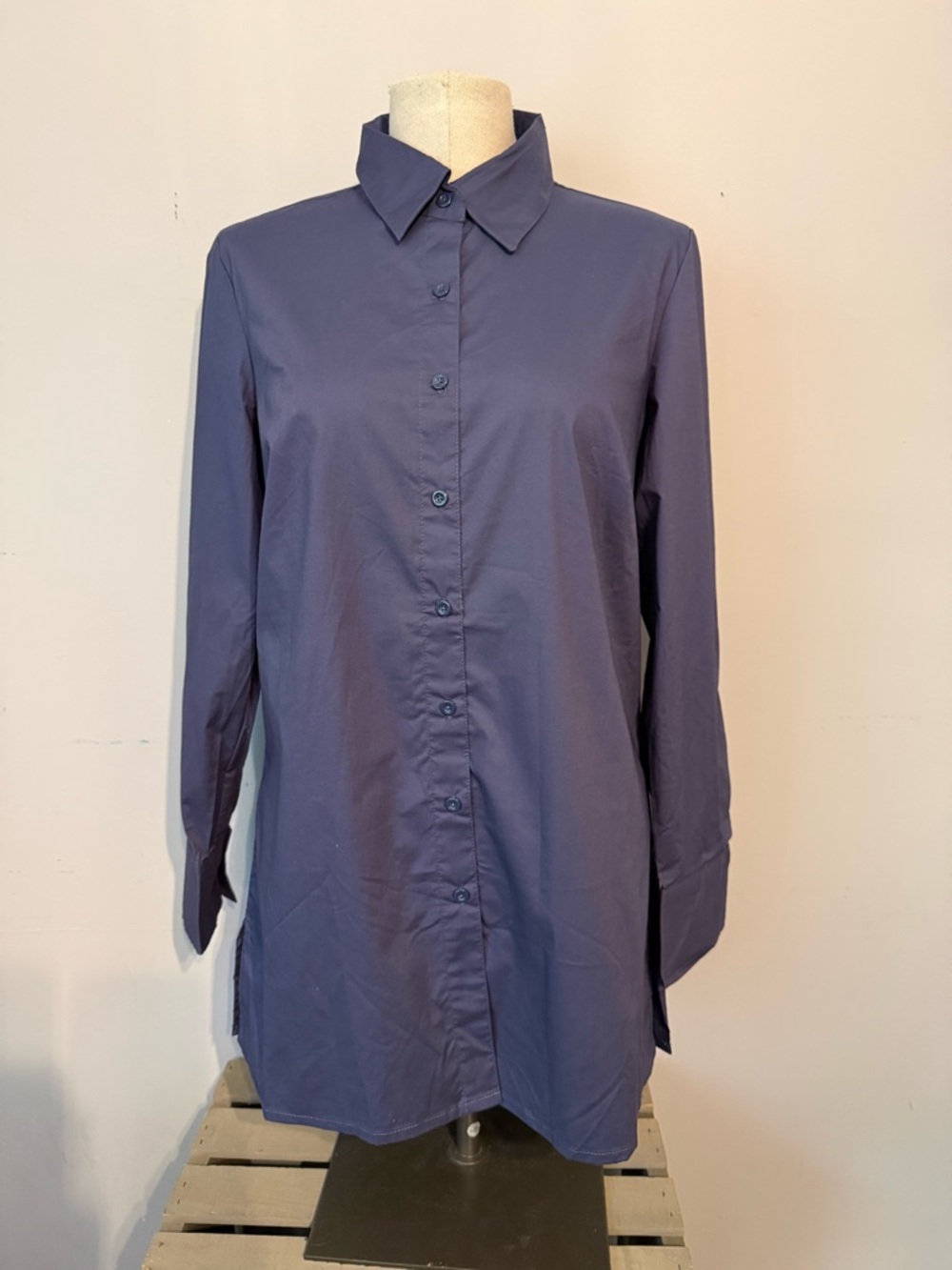 Denim & Co Navy Button Down Shirt
